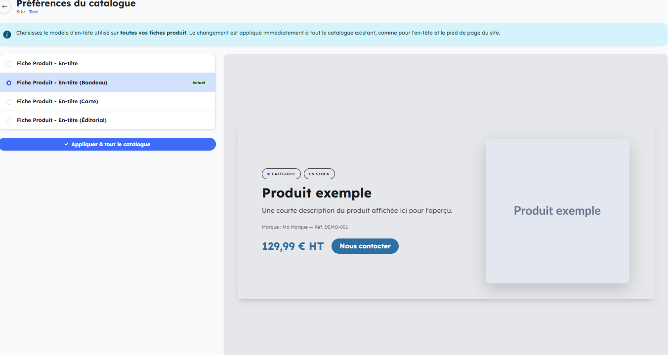 Choix du design de fiche produit